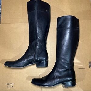 CORSO COMO WOMENS BLACK LEATHER Pull SIDE ZIP KNEE HIGH RIDING BOOT 9.5M